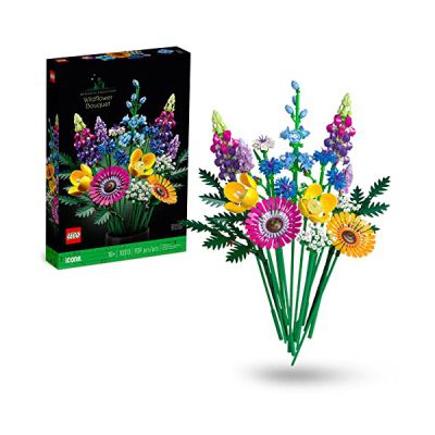 image LEGO 10313 Icons Bouquet de Fleurs Sauvages, Plantes Artificielles avec Coquelicots et Lavande, Activité Manuelle pour Adultes, Cadeau, Botanical Collection, édition 2023