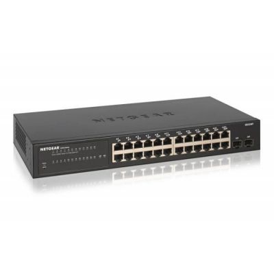 image NETGEAR (GS324T) Smart Switch Ethernet manageable professionnel 26 Ports RJ45 Gigabit (10/100/1000), avec 2 Ports SFP 1 Gigabit, bureau/en rack et série