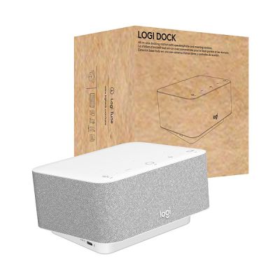 image Logitech - Logi Dock, station d'accueil pour ordinateur portable USB-C Tout-en-un, Téléphone de conférence, Réduction de bruit, Bluetooth, Windows/macOS, certifié pour Zoom, Google Meet - Blanc