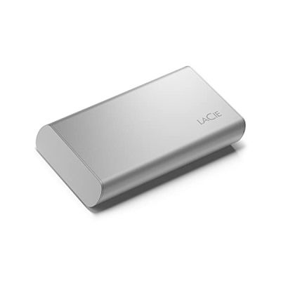 image LaCie Portable SSD 500 Go, SSD externe, USB-C, USB 3.2 de 2e génération, Compatible Iphone 15 Pro, vitesses pouvant atteindre 1 050 Mo/s, Moon Silver, avec les services Rescue (STKS500400)