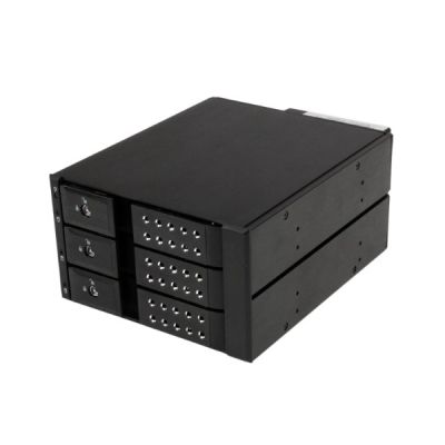 StarTech.com Rack Mobile en Aluminum Sans Tiroir pour 3x Disque Dur SAS II/SATA III 6 Gbps - Hot Swap (HSB3SATSASBA)