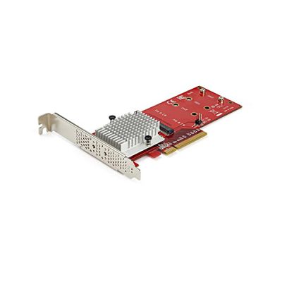 image StarTech.com Carte Adaptateur SSD Double M.2 PCIe - x8 / x16 Double SSD M.2 NVMe ou AHCI vers PCI Express 3.0 - Compatible M.2 NGFF PCIe (M-Key) - Supporte 2242, 2260, 2280 - JBOD - Mac/PC (PEX8M2E2)