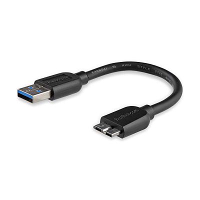 StarTech Câble USB 5Gbps Slim 15cm - A vers Micro-B, Noir (USB3AUB15CMS)