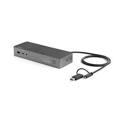 StarTech Dock Hybride USB-C/USB-A Universel Double 4K HDMI DP, Mac, GbE