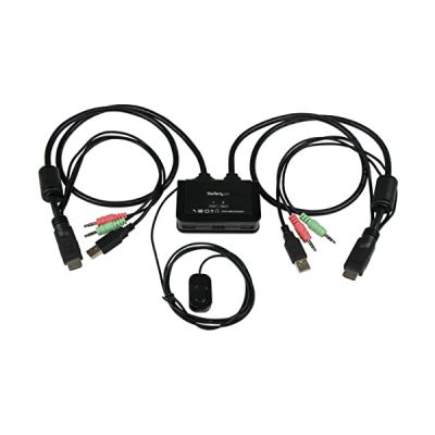 StarTech Switch KVM USB HDMI 2 Ports, Câbles, Audio, Alimenté USB, 1080p | Commutateur KVM, 2 PC 1 écran, Commutation à distance, Compact, Raccourcis clavier, Dock