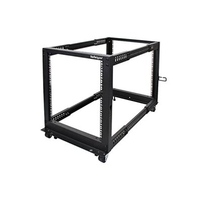 image StarTech.com Rack Serveur Mobile 12U 4 Poteaux, Rack Réseau 19" 4 Poteaux avec Roulettes, Rack avec Profondeur Ajustable pour PC/AV/IT - Roulettes/Pieds de nivellement/Fixation au Sol (4POSTRACK12U)