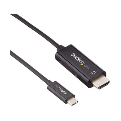 image StarTech.com Adaptateur USB-C vers HDMI 1m - Câble Vidéo USB Type-C Vidéo DP Alt Mode vers HDMI 2.0 - Câble d'Écran DP 1.2 HBR2 4K 60 Hz - Compatible Thunderbolt 3 - Noir (CDP2HD1MBNL)