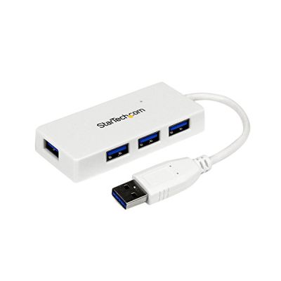 image StarTech.com Hub USB 3.0 à 4 ports avec câble intégré - 5Gbps - Concentrateur USB SuperSpeed portable - Mini hub USB3 - Blanc (ST4300MINU3W)