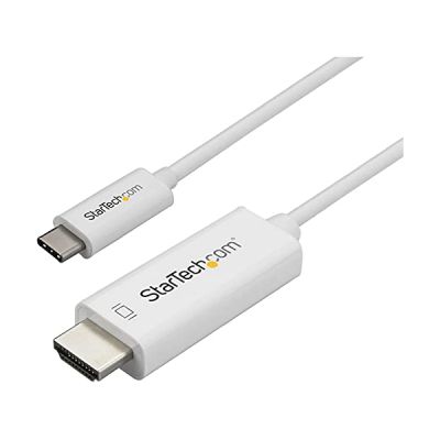 image StarTech.com Adaptateur USB-C vers HDMI de 1m - Câble Vidéo USB Type C vers HDMI 2.0 - 4K60Hz - Compatible Thunderbolt 3 - Convertisseur USB-C à HDMI - DP 1.2 Alt Mode HBR2 - Blanc (CDP2HD1MWNL)