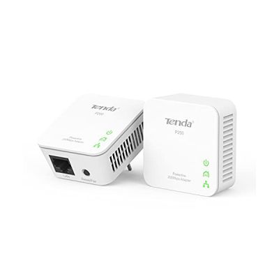 image Tenda Adaptateur CPL P200 - Prise HomePlug AV200MBit/s - Boitier CPL de 2 Ports LAN - Plug et Play - Prise Internet EU Plug - Compatible avec les Autres adaptateurs CPL, Lot de 2