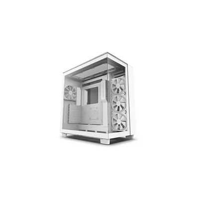NZXT H9 Elite Blanc - CM-H91EW-01 - Boîtier Gaming Moyen-Tour ATX Double Chambre - Comprend 3 Ventilateurs F120 RGB Duo avec Contrôleur - Panneaux supérieur, Avant et latéral en Verre trempé