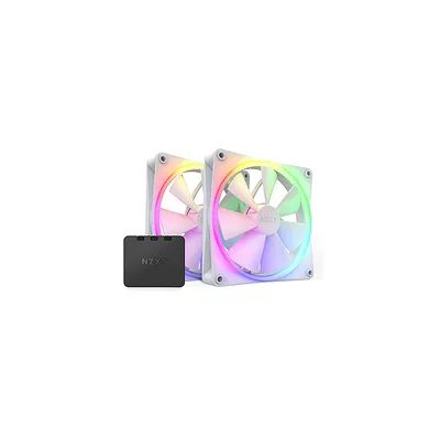NZXT F140 Ventilateur RGB - RF-R14DF-W1 - Personnalisation avancée de l'éclairage - Refroidissement silencieux - Pack double (contrôleur inclus) - Ventilateur 140 mm - Blanc