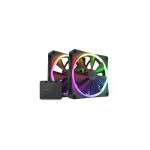 image produit NZXT F140 Ventilateur RGB - RF-R14DF-B1 - Personnalisation avancée de l'éclairage RGB - Refroidissement silencieux - Pack double (contrôleur RGB inclus) - Ventilateur 140 mm - Noir - livrable en France