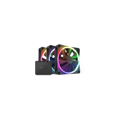 NZXT F120 Ventilateur RGB - RF-R12TF-B1 - Personnalisation avancée de l'éclairage - Refroidissement silencieux - Pack Triple (contrôleur inclus) - Ventilateur 120 mm - Noir