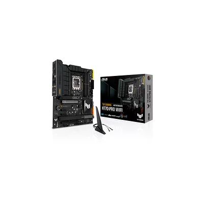image ASUS TUF GAMING H770-PRO WIFI – Carte mère gaming Intel H770 LGA 1700 ATX (DDR5, PCIe 5.0, 4 x PCIe 4.0 M.2, DisplayPort, HDMI, SATA 6, USB 3.2 Gen 2x2 Type-C, Thunderbolt USB4, Aura Sync RGB)