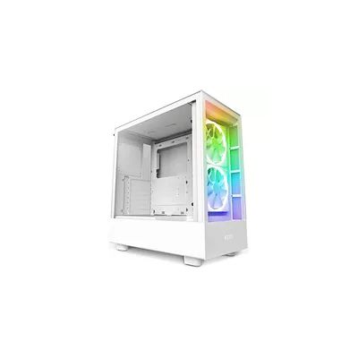 NZXT H5 Elite Blanc - CC-H51EW-01 - Boîtier PC Gaming Moyen-Tour ATX Compact – Ventilateur RGB intégré - Panneaux Avant et latéral en Verre trempé