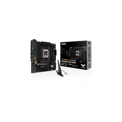 image ASUS TUF GAMING B650M-PLUS WIFI – Carte mère gaming AMD Ryzen AM5 Micro-ATX (14 phases d'alimentation, PCIe 5.0 M.2 support, DDR5, WiFi 6, 2.5 Gb Ethernet, USB4,Aura Sync RGB)