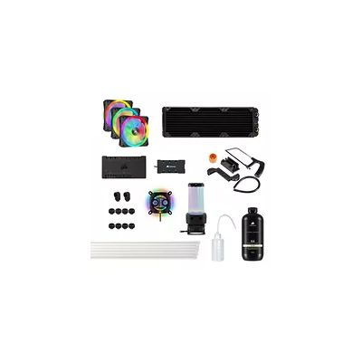 image Corsair Hydro X Series iCUE XH305i RGB PRO Kit de refroidissement personnalisé (hardline tube, waterblock pour processeur, combinaison pompe/réservoir D5, radiateur, 3 ventilateurs RGB) Noir