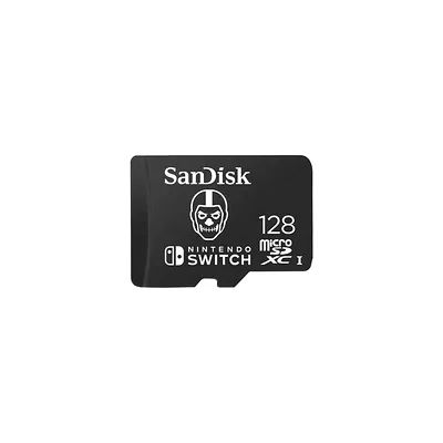 SANDISK 128 Go microSD Carte, Fortnite Skull Trooper | Produit sous licence Nintendo, UHS-I, Jusqu'à 100 Mo/s, De l'espace pour explorer