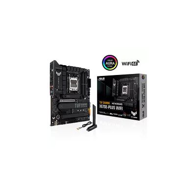 image ASUS TUF GAMING X670E-PLUS WIFI – Carte mère gaming AMD Ryzen AM5 ATX (PCIe 5.0, DDR5, 16 phases d'alimentation, 4 x M.2, WiFi 6E, 2.5 Gb Ethernet, USB4, Aura Sync RGB)