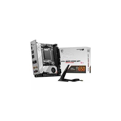 MSI MPG B650I Edge WiFi Carte mère, Mini-ITX - pour Processeurs AMD Ryzen 7000 à 9000, AM5 - VRM 8 Phases directes, SPS 80 A, DDR5 Memory Boost 6600+ MHz/OC, 1 x PCIe 4.0 x16, 2 x M.2 Gen4, Wi-FI 6E