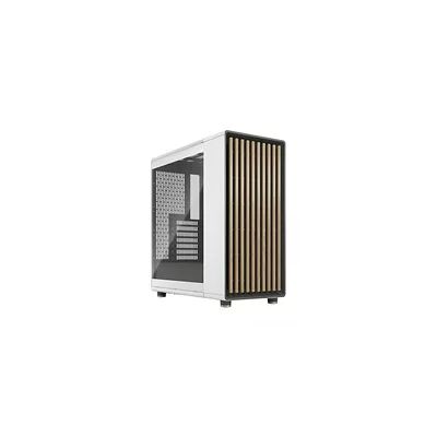 image Fractal Design North Chalk White Tempered Glass Clear - Wood Oak Front - Glass Side Panel - Two 140mm Aspect PWM Fans Included - Intuitive Interior Layout Design - ATX Mid Tower PC Gaming Case