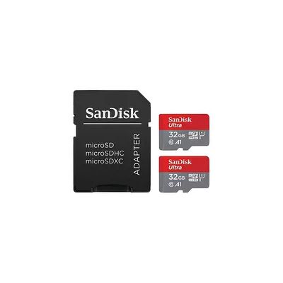 SanDisk Ultra 32 GB microSDHC Memory Card + SD Adapter with A1 App Performance Up to 120 MB/s, Class 10, U1 (Twin Pack)