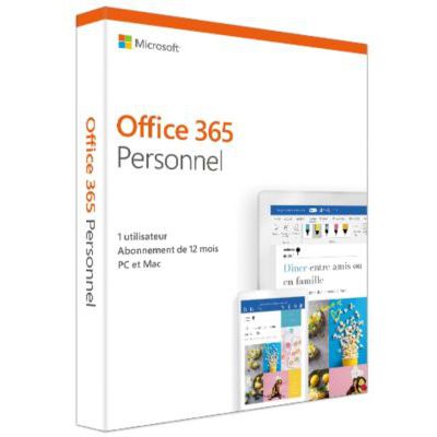 image Office 365 Personnel (maintenant Microsoft 365 Personnel) | 1 utilisateur | 1 an | PC ou Mac | téléchargement (envoi par la poste)