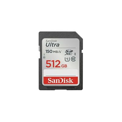 image SanDisk 512 Go Ultra SDXC Carte, avec jusqu'à 150 Mo/s, homologuée A1, UHS-I carte, Classe 10, U1