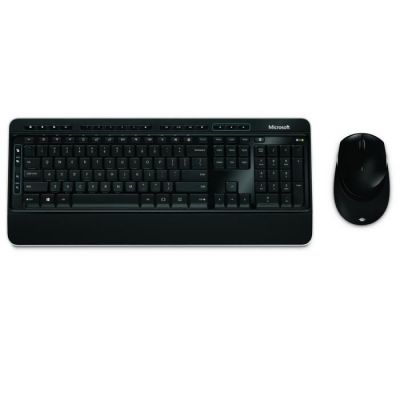 image Microsoft Wireless Comfort Desktop 3050 – Ensemble clavier et souris sans fil avec repose poignets intégré – Clavier AZERTY FR – Noir (PP3-00007)