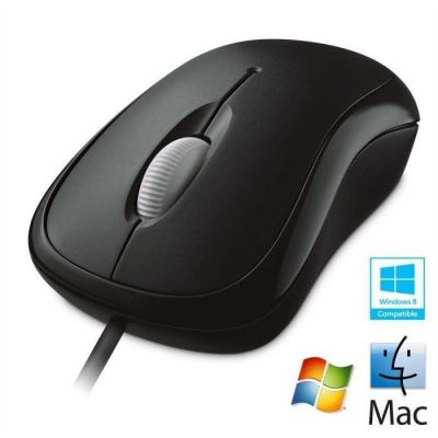 image Microsoft P58-00059 – Basic Optical Mouse – Souris filaire USB avec capteur optique pour PC, ordinateurs portables, compatible Windows, macOS, Chrome OS – Noir