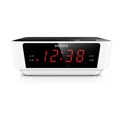 image Philips Audio Aj3115 Radio Réveil avec Tuner Fm, Ecran, Double Alarme - Noir