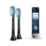 image produit Philips Sonicare Lot de 2 têtes de brosses à dents électriques soniques C3 Premium Plaque Defence, Noir (Modèle HX9042/33) - livrable en France