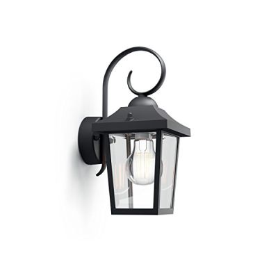 image Lanterne murale vintage Philips myGarden Buzzard, pour l'extérieur, la maison et l'éclairage de jardin, noir, nécessite 1 ampoule E27 de 60 W.