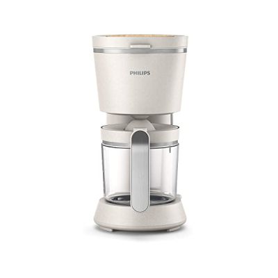 Philips Cafetière filtre - Édition Eco Conscious, Pichet en Verre de 1.2 L, Jusqu'à 15 Tasses, Fabriquée à Partir d'Huile de Cuisson Usagée, Blanc Soyeux Mat (HD5120/00)