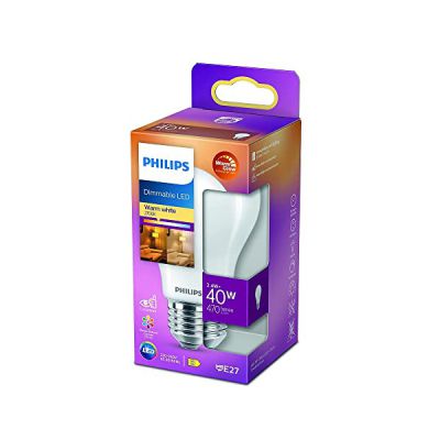 image Philips ampoule LED Standard E27 40W Blanc Chaud Dépolie Verre Compatible Variateur, verre