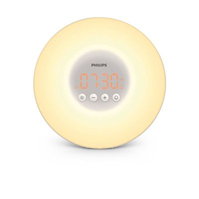 image Philips Wake-up Light HF3500/01 Réveil à lumière LED avec ouverture facile, simulation du lever et du coucher du soleil, 1 alarme, 200 Lux, blanc