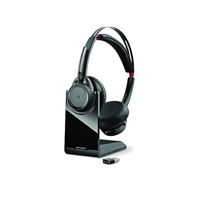 image Poly - Voyager Focus UC avec socle de charge (Plantronics) - Casque Bluetooth à deux oreilles (stéréo) avec microphone à perche - USB-A compatible avec PC et Mac - Suppression active du bruit