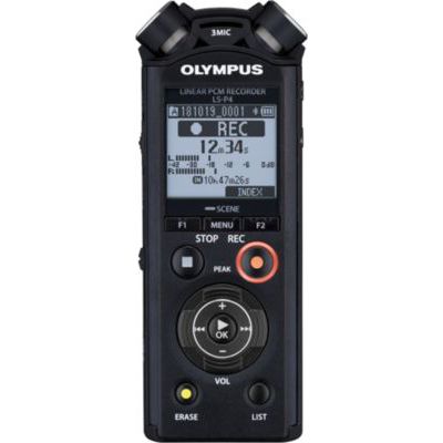Olympus LS-P4 | Enregistreur audio Hi-Res avec système de microphone TRESMIC 3, Bluetooth intégré, 2 micros avec réduction de bruit, fonction fade-in/fade-out, traitement de trim/overdubbing et 8 Go