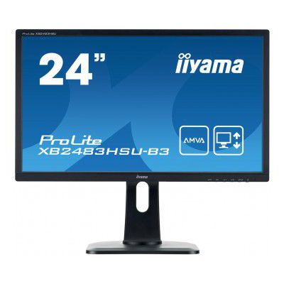 image iiyama ProLite XB2483HSU-B3 AMVA Écran LED Full HD VGA/DP/HDMI Hub USB Pied réglable en hauteur Multimédia Noir
