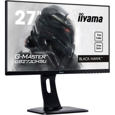 image Iiyama G-Master Black Hawk GB2730HSU-B1 Moniteur Gaming 27" Full HD 1 ms Freesync 75 Hz VGA/DP/HDMI Hub USB Pied réglable en hauteur Multimédia Châssis Slim Noir