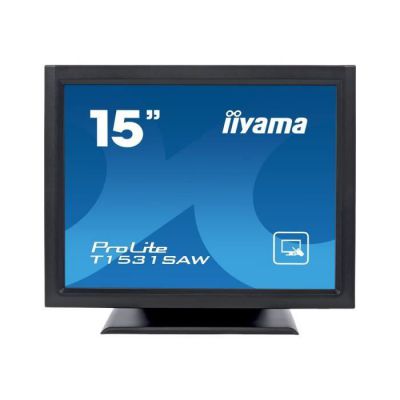 image iiyama Prolite T1531SAW-B5 - Écran LED - 15" - écran Tactile - 1024 x 768 - TN - 370 CD/m² - 700:1-8 ms - HDMI, VGA, DisplayPort - Haut-parleurs - Noir Mat