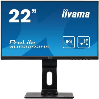 image iiyama Prolite XB2483HSU-B1 AMVA Écran LED Full HD (VGA, HDMI, DisplayPort, USB 2.0, Hauteur réglable, Pivot) réglable en Hauteur 22 Noir Full HD 1920 x 1080