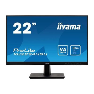 image Iiyama Prolite XU2294HSU-B1 Ecran LED 21,5" AMVA Full HD 4 ms VGA/DP/HDMI Hub USB Multimedia Châssis Slim Noir