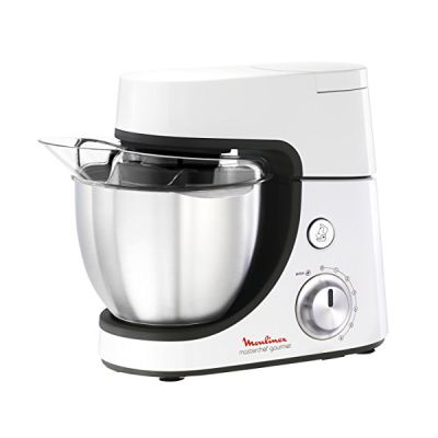 image Moulinex QA5081B1 Robot Pâtissier Masterchef Gourmet avec Blender 6 Vitesses Bol Inox Kit Pâtisserie Pétrin Fouet Malaxeur Mixeur 900W Cuisine