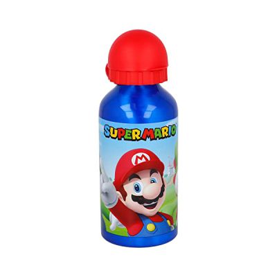 STOR Gourde Aluminium Super Mario Bros pour Enfants 400ml - Bouteille Réutilisable avec Embout de Sécurité et Bouchon Anti-Fuite - Légère et Résistante