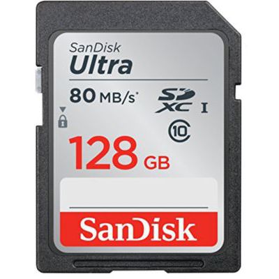 image Carte Mémoire SDXC 128 Go SanDisk Ultra jusqu'à 80 Mo/s, Classe 10