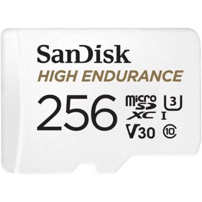image SanDisk High Endurance microSDXC 256Go + Adaptateur SD (100Mo/s en lecture et 40Mo/s en écriture, Class 10, U3, V30)