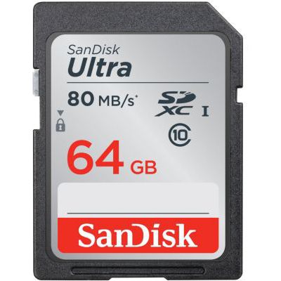 image SanDisk - Carte Mémoire SDXC 64 Go SanDisk Ultra jusqu'à 80 Mo/s, Classe 10
