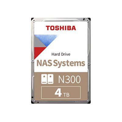 image Toshiba 4TB N300 NAS 3.5’’ SATA Internal Hard Drive. 24/7 Operation, Supports 1-8 bay systems, 128MB Cache, 180TB/Year workload, 3yr Warranty (HDWQ140UZSVA).